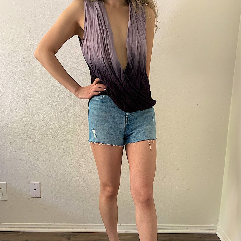 Nordstrom - Young fabulous & broke brand - purple ombré open front tank -size M